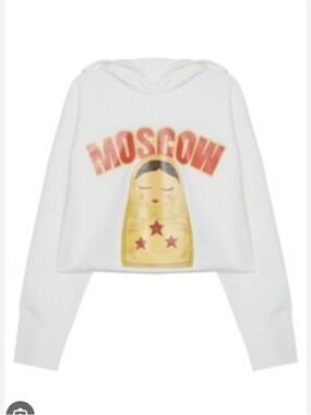 MO&Co. | oversized cropped hoodie matryoshka doll graphic SZ M